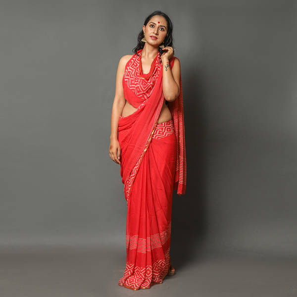 Chiffon Block Print Saree