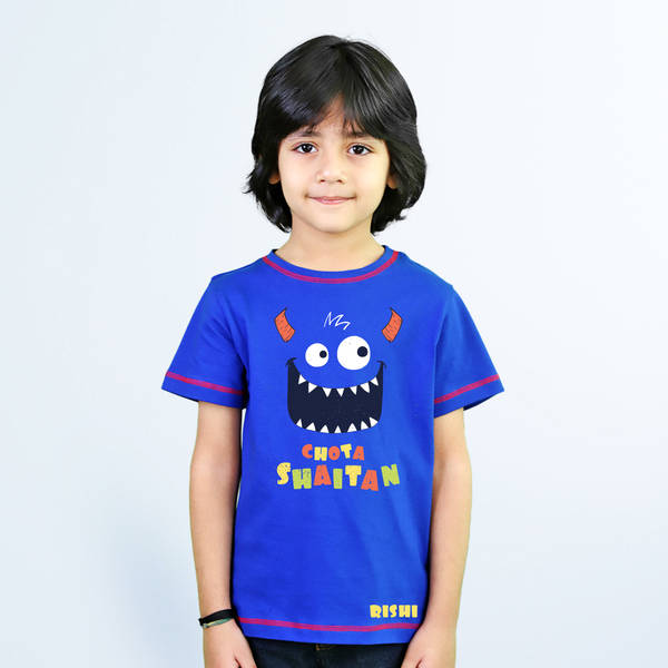Chota Shaitan Personalized Kids T-shirt - Royal Blue