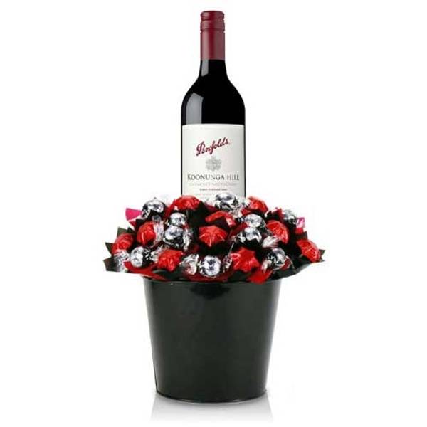 Christmas Cabernet and Chocolate Bouquet