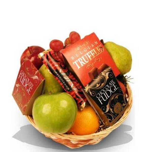 Christmas Gourmet Fruits And Chocolate Gift Basket
