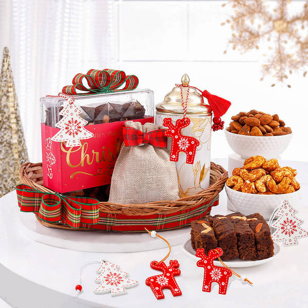 Christmas Plum Cake And Treats Hamper