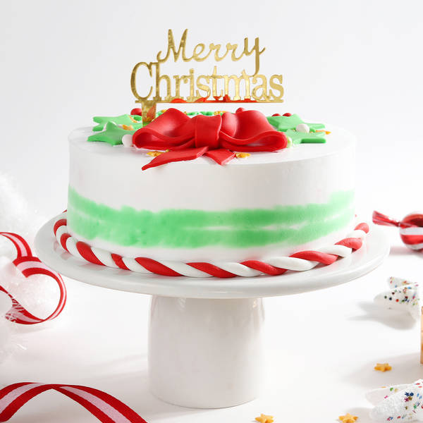 Christmas Wreath and Ribbon cake (1kg)