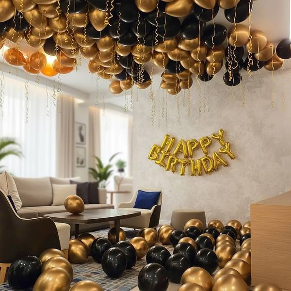 Classic Black And Gold Birthday Balloon Decor