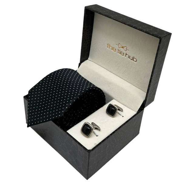 Classic Black Tie And Cufflink Combo