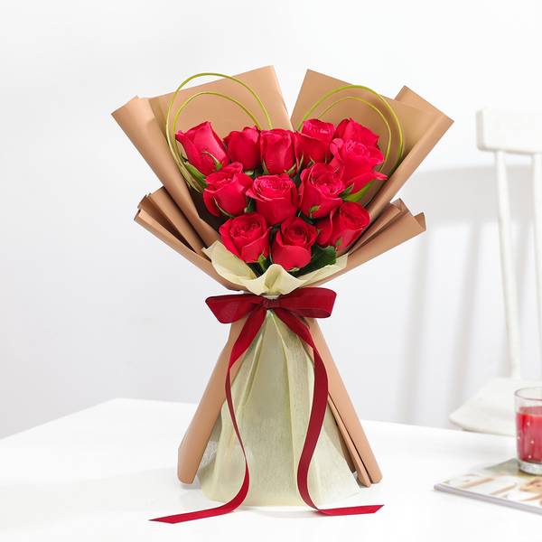 Classic Romance Red Rose Anniversary Bouquet