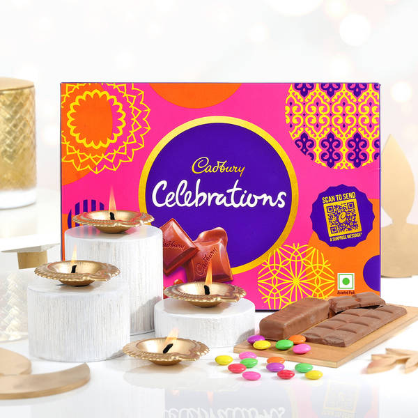 Clay Diya Set with Cadbury Celebrations