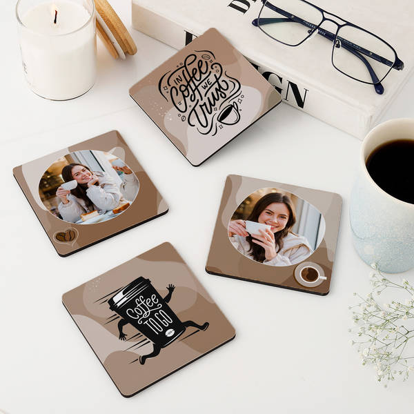 Coffee And Memories Personalized Coasters - Set Of 4