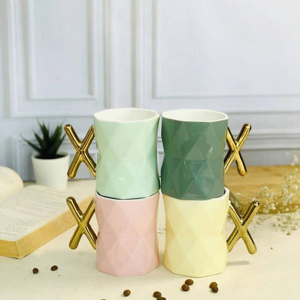 Coffee Mug - X Shaped Handle - Ceramic - 350ml