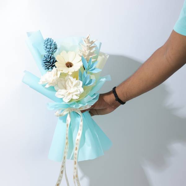 Cool Blue Dry Flower Bouquet