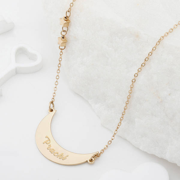 Crescent Moon Personalized Pendant Chain