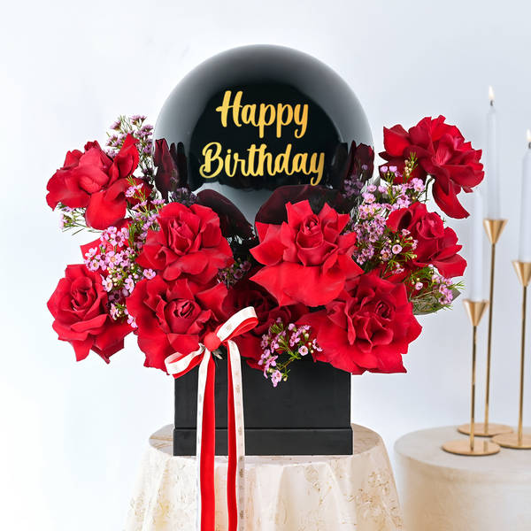 Crimson Elegance Birthday Bouquet