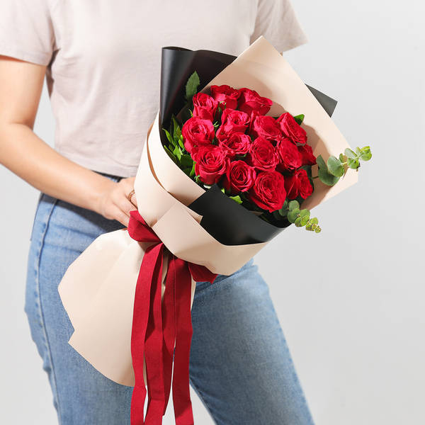 Crimson Elegance Rose Bouquet