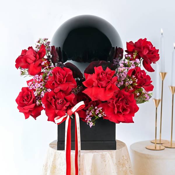 Crimson Noir Floral Arrangement Gift