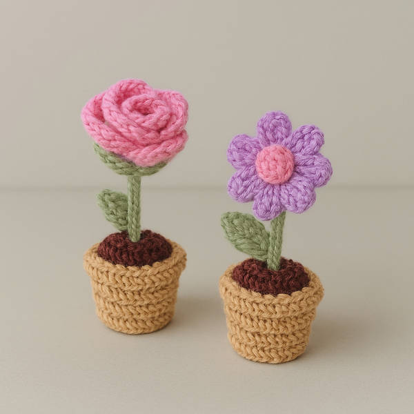 Crochet Blooms Mini Rose And Daisy Set Of 2