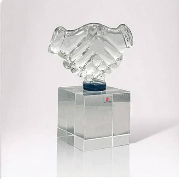Crystal Handshake Trophy
