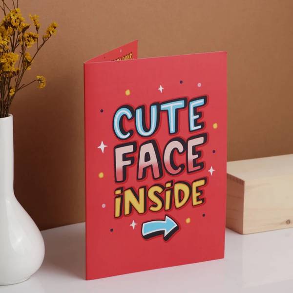 Cute Face Inside Mirror Greeting Card