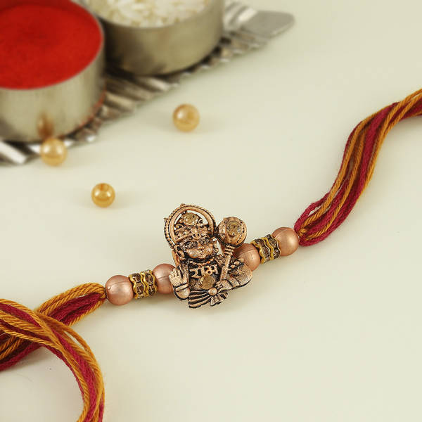 CZ And Copper Hanuman Rakhi
