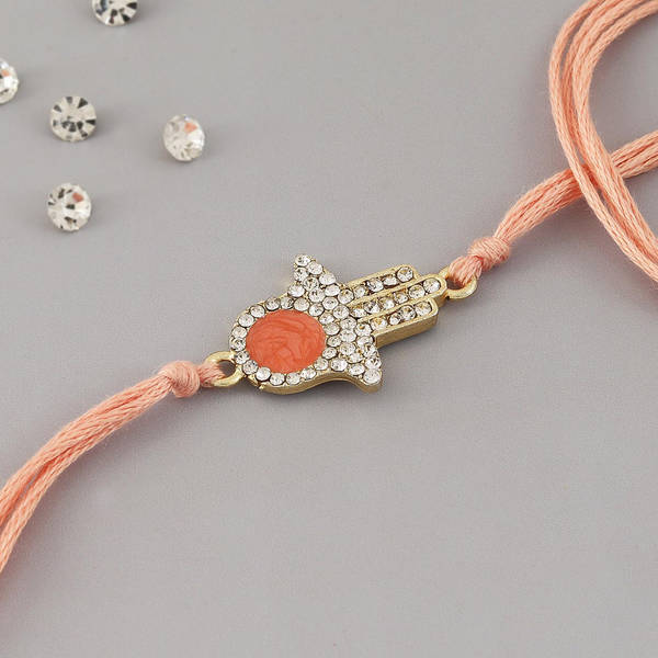 CZ And Stone Hamsa Rakhi