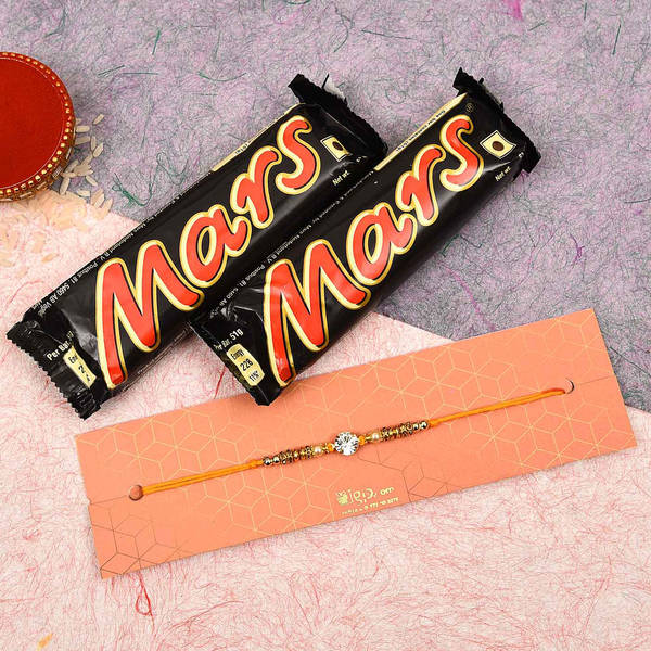 Cz Stone Rakhi with Mars Chocolate (2 Pcs)
