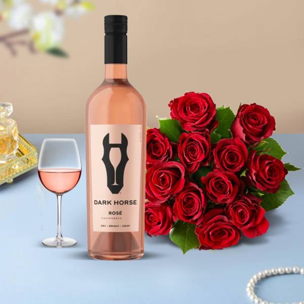 Send Dark Horse Rose & Red Roses Romantic Gift Combo Online, Same Day ...