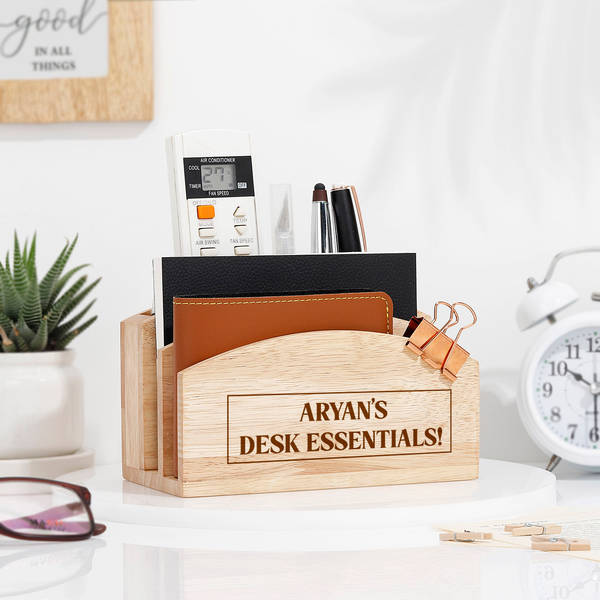 Desk Goals Personalized Wooden Organizer
