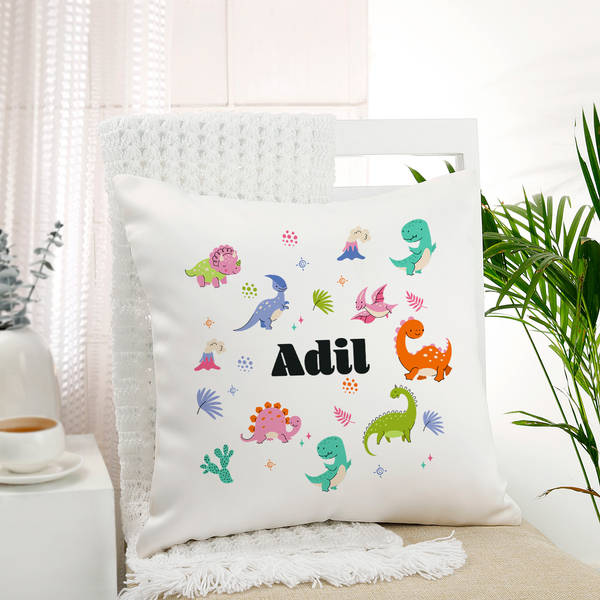 Dinosaur Frenzy Personalized Cushion