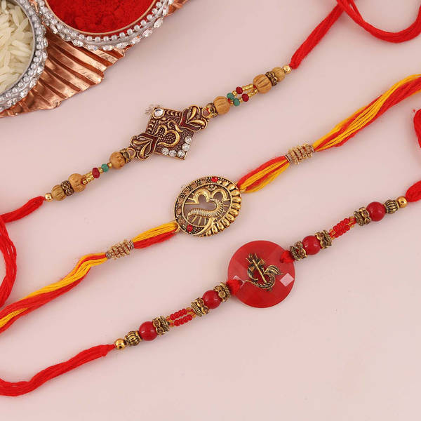 Divine Om Metal Rakhi (Set of 3)