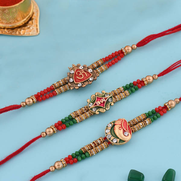 Divinity Antique Metal Rakhi (Set of 3)