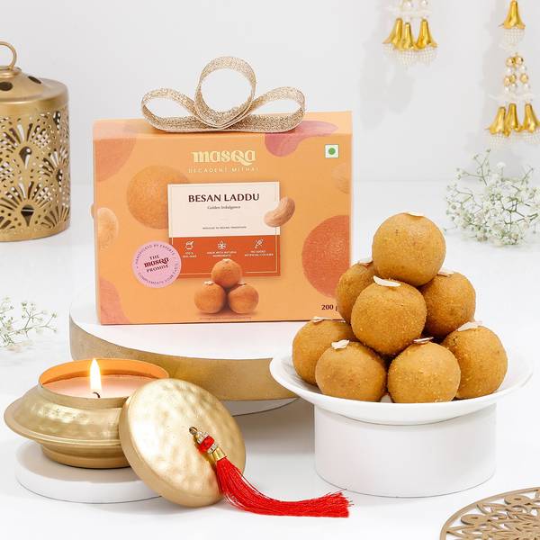 Diwali Candle And Sweet Treat Gift Combo