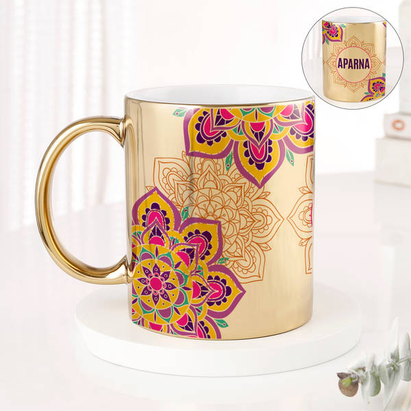 Diwali Celebrations Personalized Metallic Mug - Gold