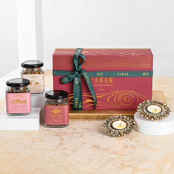 Diwali Delight Hamper With Gourmet Treats And Diyas