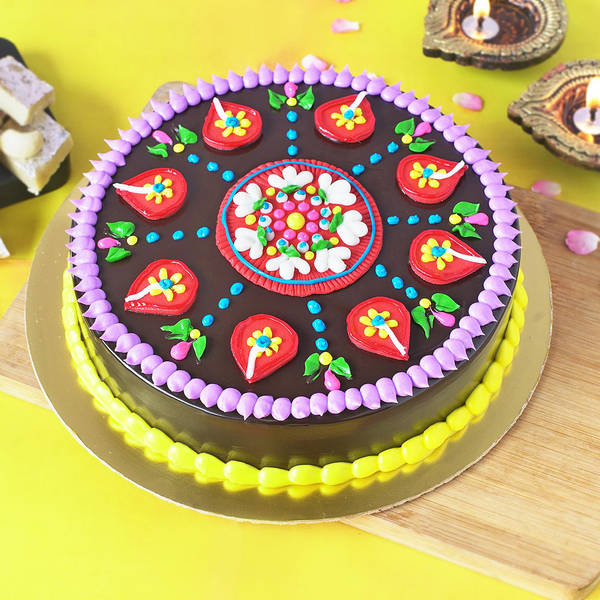 Diwali Rangoli Chocolate Truffle Cake