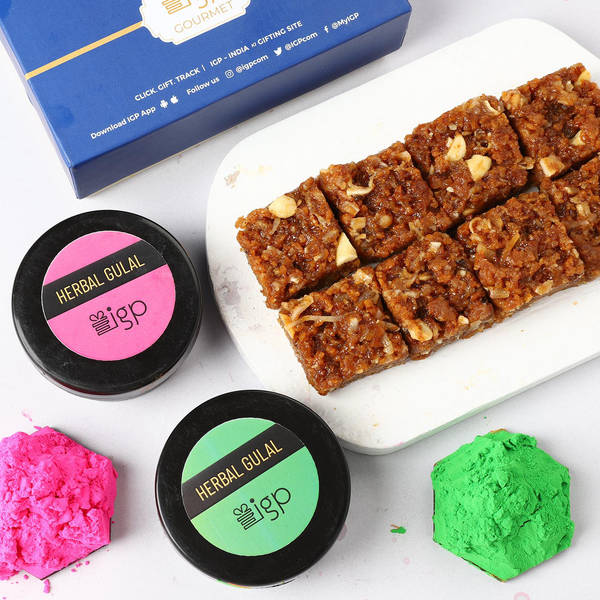 Doda Barfi With Eco-Friendly Gulaal Holi Hamper
