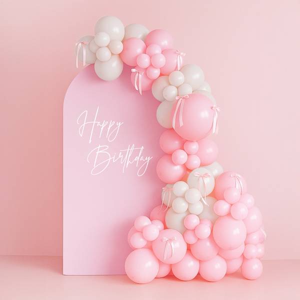 Dreamy Pink And Grey Birthday Balloon Decor