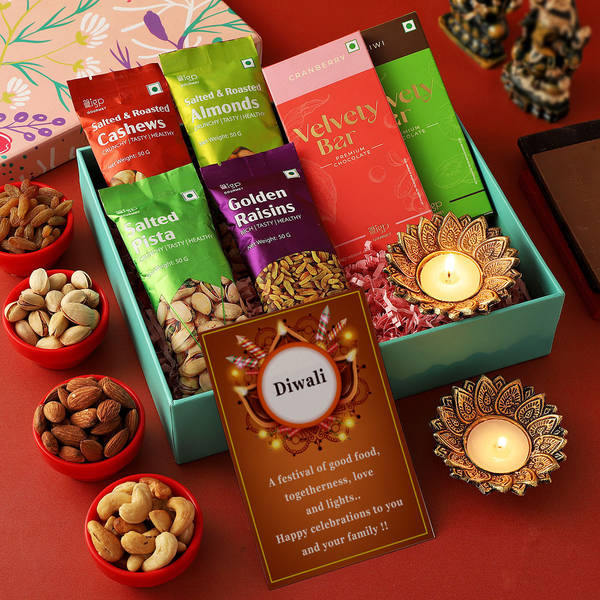 Dry Fruits And Chocolates Diwali Gift Box