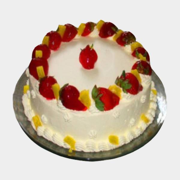 Eggless Fresh Pineapple Strawberry Cake For Valentine's Day