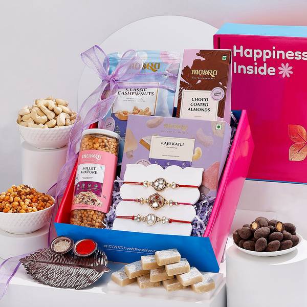 Elegant Kundan Rakhis And Indulgence Hamper