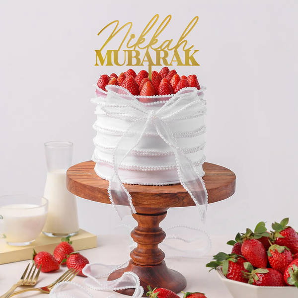 Elegant Nikkah Mubarak Strawberry Celebration Cake (500 g)