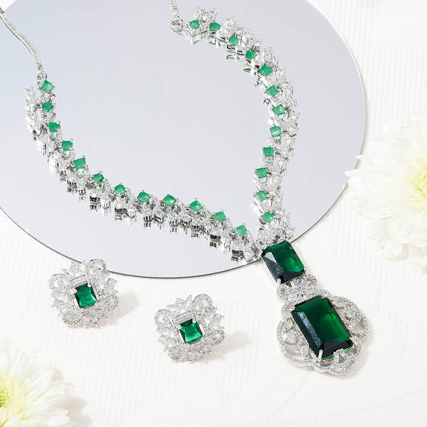 Emerald Green CZ Necklace Set