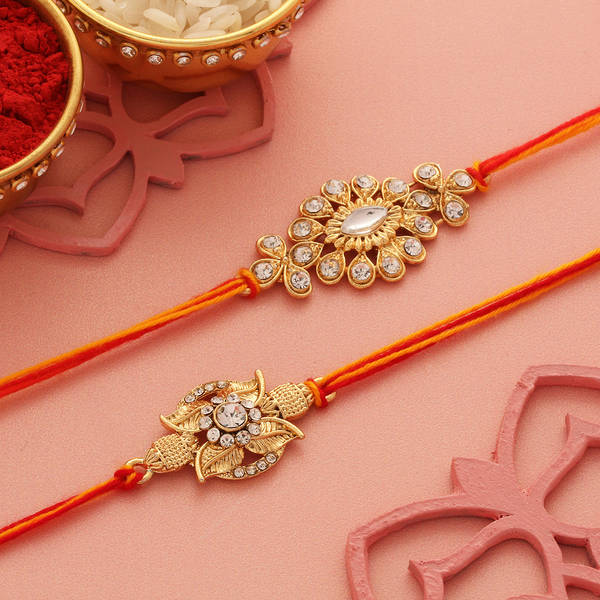 Eternal Bond Set of 2 Exquisite Kundan Rakhis