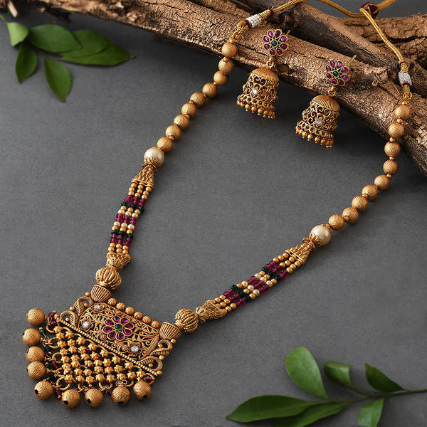 Ethnic Red Beads Necklace set