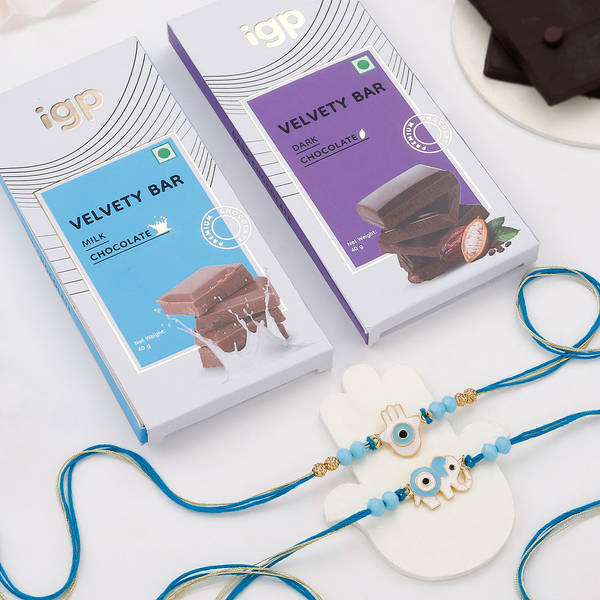 Evil Eye Rakhi Set Of 2 With Tempting Chocolates