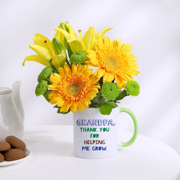 Father's Day Blooms In A Mug Arrangement