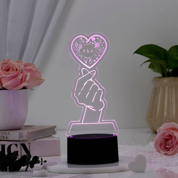 Finger Heart Personalized LED Lamp