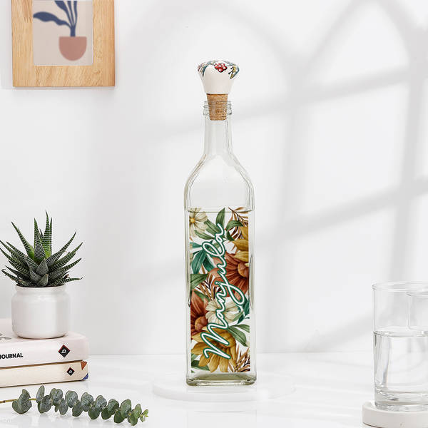 Floral Bloom Personalized Glass Water Bottle
