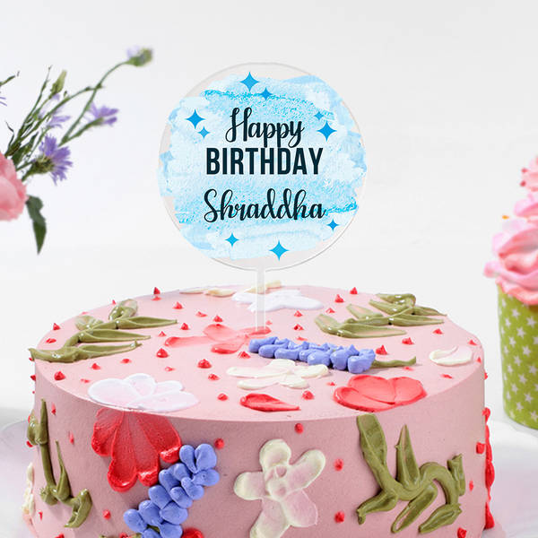 Floral Blush Personalized Birthday Cake