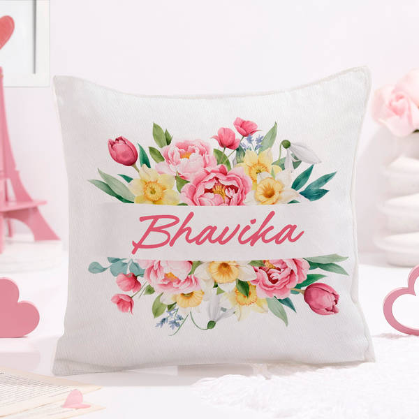 Floral Charm Personalized Cushion