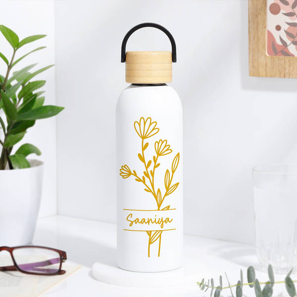 Floral Charm Personalized Water Bottle