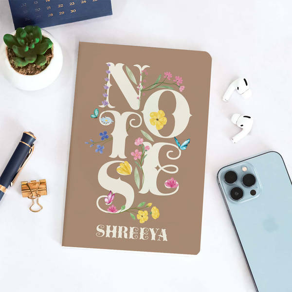 Floral Notes Personalized Notebook - Brown