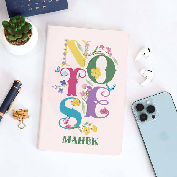 Floral Notes Personalized Notebook - Pink